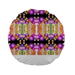 Colorful Flowers Pattern T- Shirt Colorful Wild Flowers T- Shirt Standard 15  Premium Flano Round Cushions