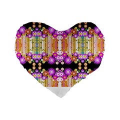 Colorful Flowers Pattern T- Shirt Colorful Wild Flowers T- Shirt Standard 16  Premium Flano Heart Shape Cushions