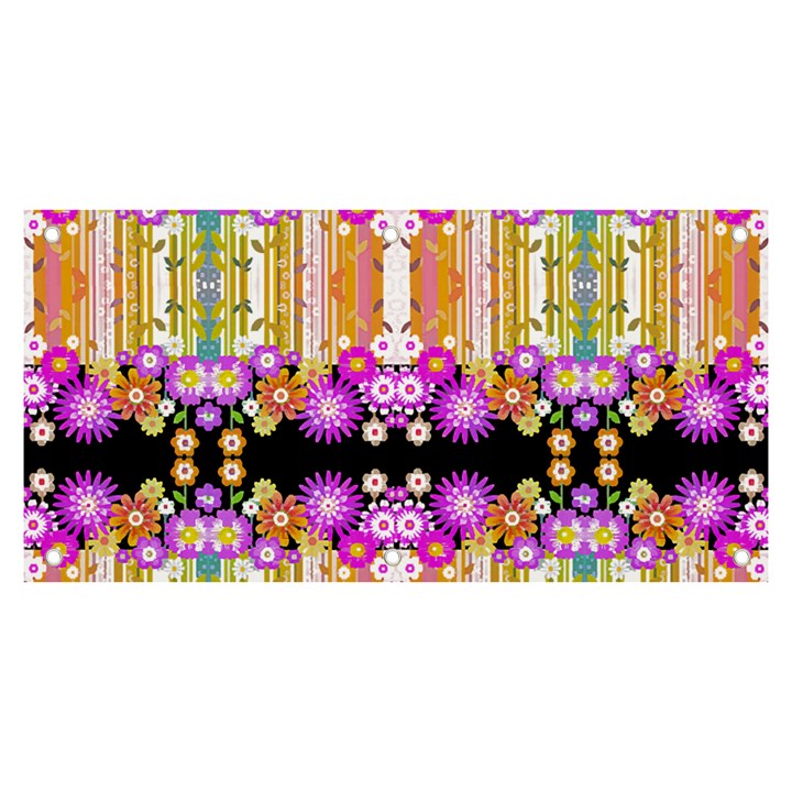 Colorful Flowers Pattern T- Shirt Colorful Wild Flowers T- Shirt Banner and Sign 6  x 3 