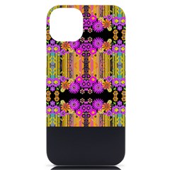 Colorful Flowers Pattern T- Shirt Colorful Wild Flowers T- Shirt iPhone 14 Plus Black UV Print Case