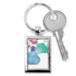 Colourful Pattern T- Shirt Colourful Watercolor Rainbow Bubbles T- Shirt Key Chain (Rectangle) Front