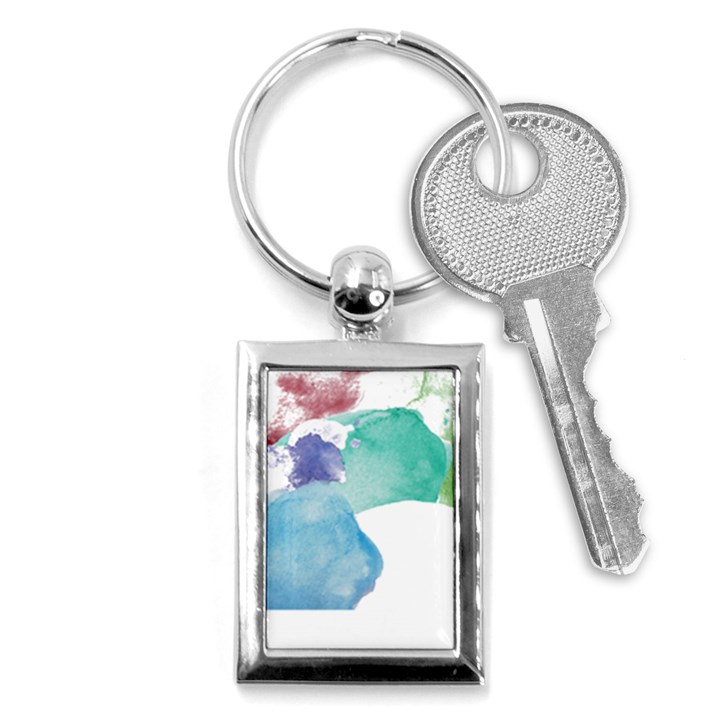 Colourful Pattern T- Shirt Colourful Watercolor Rainbow Bubbles T- Shirt Key Chain (Rectangle)