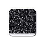 Cool Design Art T- Shirt Black And White Damascus Abstract Pattern T- Shirt Rubber Coaster (Square) Front