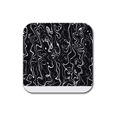 Cool Design Art T- Shirt Black And White Damascus Abstract Pattern T- Shirt Rubber Square Coaster (4 Pack) by EnriqueJohnson