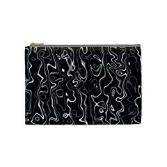 Cool Design Art T- Shirt Black And White Damascus Abstract Pattern T- Shirt Cosmetic Bag (medium) by EnriqueJohnson