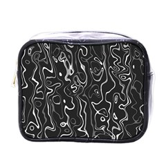 Cool Design Art T- Shirt Black And White Damascus Abstract Pattern T- Shirt Mini Toiletries Bag (one Side) by EnriqueJohnson