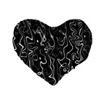 Cool Design Art T- Shirt Black And White Damascus Abstract Pattern T- Shirt Standard 16  Premium Heart Shape Cushions Front