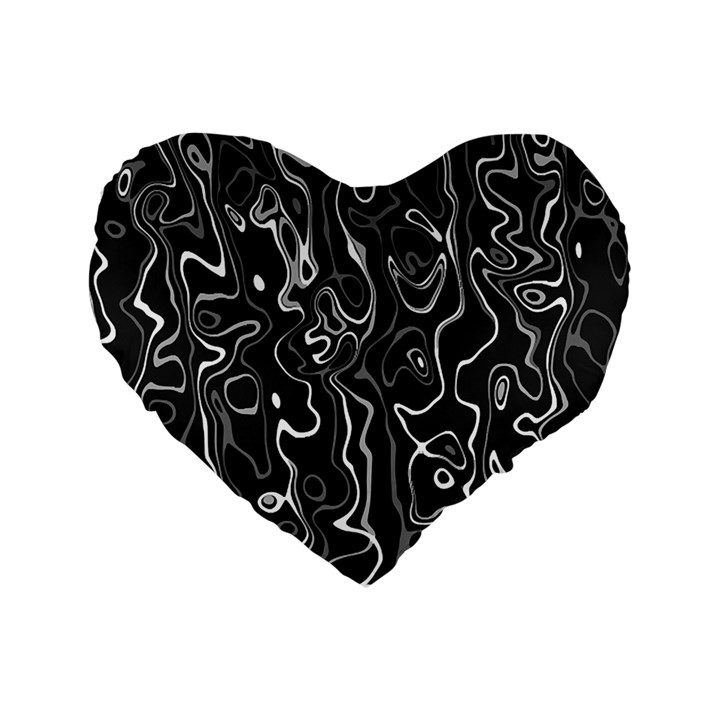 Cool Design Art T- Shirt Black And White Damascus Abstract Pattern T- Shirt Standard 16  Premium Heart Shape Cushions