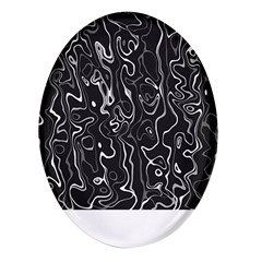 Cool Design Art T- Shirt Black And White Damascus Abstract Pattern T- Shirt Oval Glass Fridge Magnet (4 Pack) by EnriqueJohnson