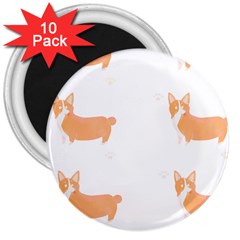 Corgi Dog T- Shirt Pembroke Welsh Corgi Dog Cute Pattern T- Shirt 3  Magnets (10 Pack)  by EnriqueJohnson