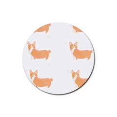 Corgi Dog T- Shirt Pembroke Welsh Corgi Dog Cute Pattern T- Shirt Rubber Coaster (round) by EnriqueJohnson