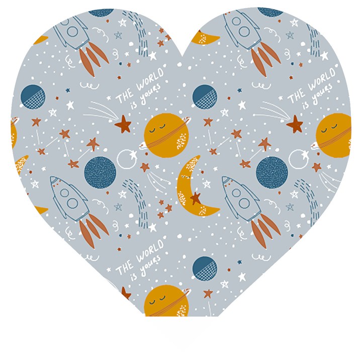 Cosmos T- Shirt Cute Baby Cosmic Pattern T- Shirt Wooden Puzzle Heart