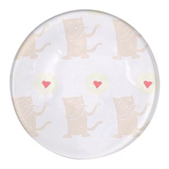 Cute Cat Pattern T- Shirt Cute Cat Pattern For Cat Lovers T- Shirt Round Glass Fridge Magnet (4 Pack)