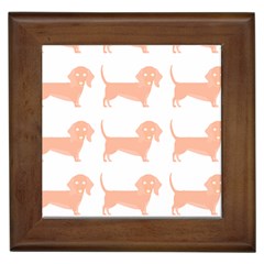 Dachshund Dog Pattern T- Shirt Brown Dachshund Dog Breed Cute Pattern T- Shirt Framed Tile by EnriqueJohnson