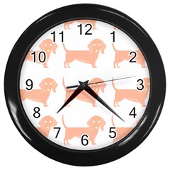 Dachshund Dog Pattern T- Shirt Brown Dachshund Dog Breed Cute Pattern T- Shirt Wall Clock (black) by EnriqueJohnson