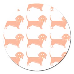 Dachshund Dog Pattern T- Shirt Brown Dachshund Dog Breed Cute Pattern T- Shirt Magnet 5  (round) by EnriqueJohnson