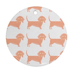 Dachshund Dog Pattern T- Shirt Brown Dachshund Dog Breed Cute Pattern T- Shirt Round Ornament (two Sides) by EnriqueJohnson