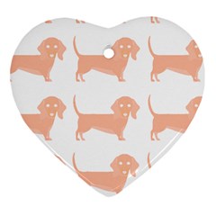 Dachshund Dog Pattern T- Shirt Brown Dachshund Dog Breed Cute Pattern T- Shirt Heart Ornament (two Sides) by EnriqueJohnson