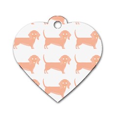 Dachshund Dog Pattern T- Shirt Brown Dachshund Dog Breed Cute Pattern T- Shirt Dog Tag Heart (one Side) by EnriqueJohnson