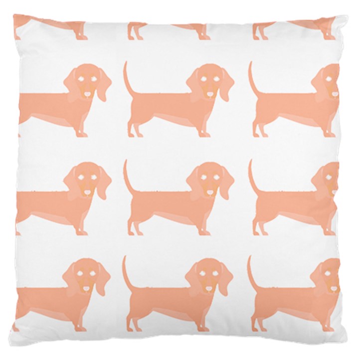 Dachshund Dog Pattern T- Shirt Brown Dachshund Dog Breed Cute Pattern T- Shirt Large Cushion Case (Two Sides)