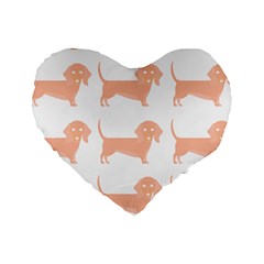 Dachshund Dog Pattern T- Shirt Brown Dachshund Dog Breed Cute Pattern T- Shirt Standard 16  Premium Heart Shape Cushions by EnriqueJohnson