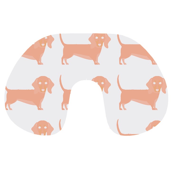 Dachshund Dog Pattern T- Shirt Brown Dachshund Dog Breed Cute Pattern T- Shirt Travel Neck Pillow