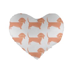 Dachshund Dog Pattern T- Shirt Brown Dachshund Dog Breed Cute Pattern T- Shirt Standard 16  Premium Flano Heart Shape Cushions by EnriqueJohnson