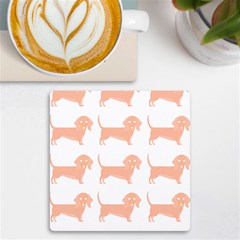 Dachshund Dog Pattern T- Shirt Brown Dachshund Dog Breed Cute Pattern T- Shirt Uv Print Square Tile Coaster  by EnriqueJohnson