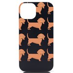 Dachshund Dog Pattern T- Shirt Brown Dachshund Dog Breed Cute Pattern T- Shirt iPhone 14 Black UV Print Case Front