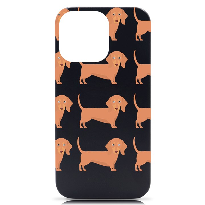 Dachshund Dog Pattern T- Shirt Brown Dachshund Dog Breed Cute Pattern T- Shirt iPhone 14 Pro Max Black UV Print Case