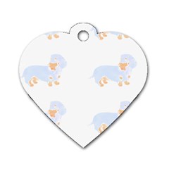 Dachshund Dog T- Shirt Dachshund Dog Pattern T- Shirt Dog Tag Heart (one Side) by EnriqueJohnson