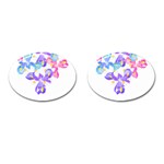 Daisies In Bloom T- Shirt Daisy Iris Heart Flower Floral Pattern Daisies T- Shirt Cufflinks (Oval) Front(Pair)