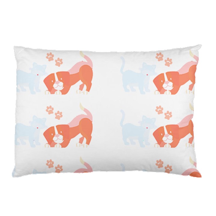 Dog And Cat Lover Pattern T- Shirtdog And Cat Lover Pattern T- Shirt Pillow Case (Two Sides)