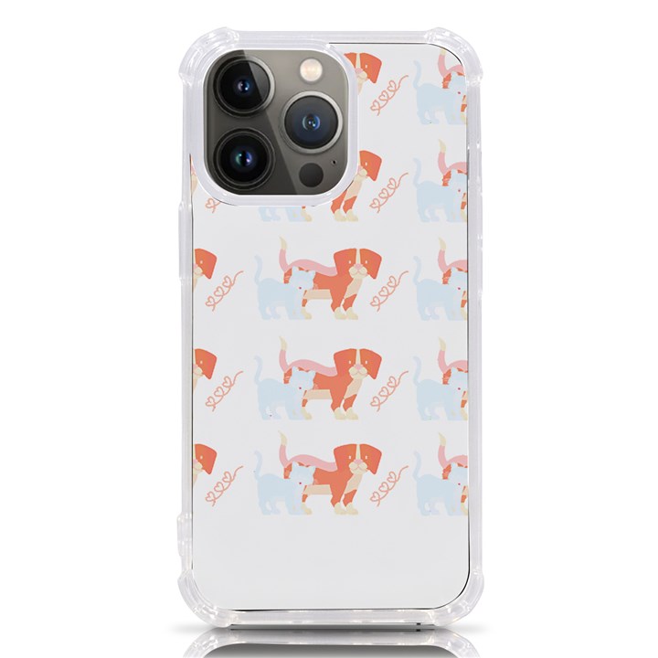 Dog And Cat Pattern T- Shirtdog And Cat Lover Pattern T- Shirt iPhone 13 Pro TPU UV Print Case