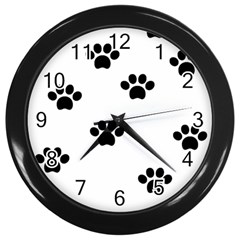 Dog Paw Print T- Shirt Paw Pattern 6 Wall Clock (black) by EnriqueJohnson