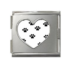 Dog Paw Print T- Shirt Paw Pattern 6 Mega Link Heart Italian Charm (18mm) by EnriqueJohnson