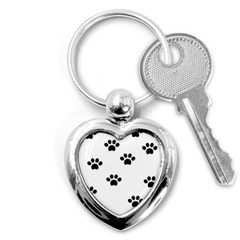 Dog Paw Print T- Shirt Paw Pattern 6 Key Chain (heart) by EnriqueJohnson