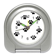 Dog Paw Print T- Shirt Paw Pattern 6 Travel Alarm Clock by EnriqueJohnson