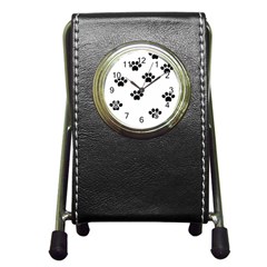 Dog Paw Print T- Shirt Paw Pattern 6 Pen Holder Desk Clock by EnriqueJohnson