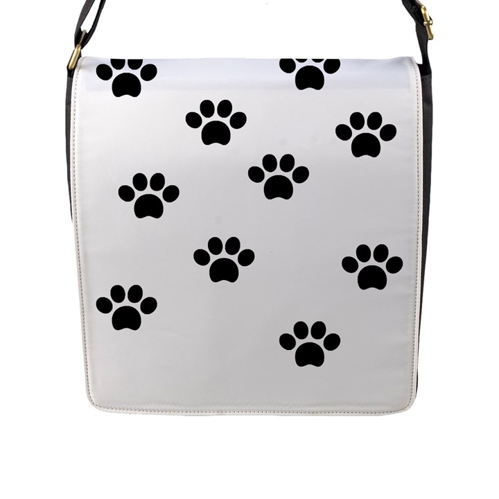 Dog Paw Print T- Shirt Paw Pattern 6 Flap Closure Messenger Bag (L)