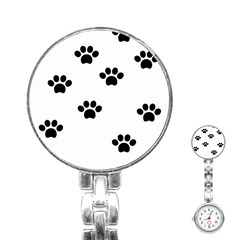 Dog Paw Print T- Shirt Paw Pattern 6 Stainless Steel Nurses Watch by EnriqueJohnson