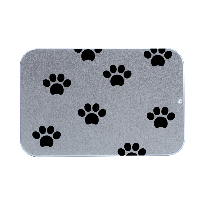 Dog Paw Print T- Shirt Paw Pattern 6 Open Lid Metal Box (Silver)  