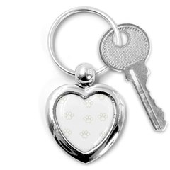 Dog Paw Print T- Shirt Paw Pattern T- Shirt Key Chain (heart) by EnriqueJohnson