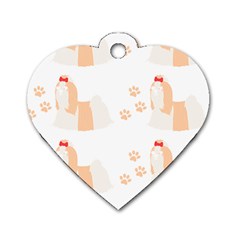 Dog Shih Tzu T- Shirtshih Tzu Dog Pattern T- Shirt Dog Tag Heart (two Sides) by EnriqueJohnson