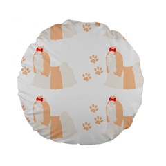 Dog Shih Tzu T- Shirtshih Tzu Dog Pattern T- Shirt Standard 15  Premium Round Cushions by EnriqueJohnson