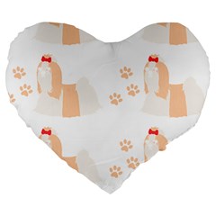 Dog Shih Tzu T- Shirtshih Tzu Dog Pattern T- Shirt Large 19  Premium Heart Shape Cushions