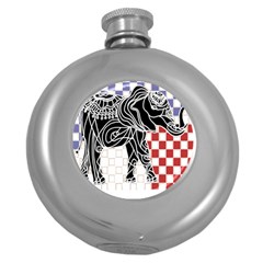 Elephant Art T- Shirtelephant T- Shirt Round Hip Flask (5 Oz) by EnriqueJohnson