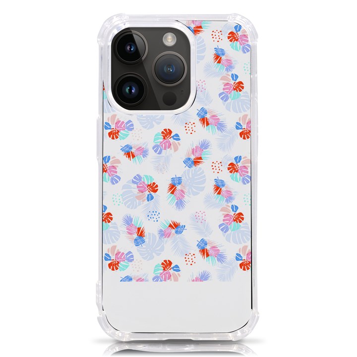 Exotic Flowers T- Shirt Modern Exotic Tropical Jungle Pattern T- Shirt iPhone 14 Pro TPU UV Print Case