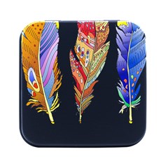 Feathers Design T- Shirtfeathers T- Shirt (1) Square Metal Box (black)