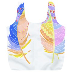 Feathers Design T- Shirtfeathers T- Shirt (4) Full Print Recycle Bag (xl)